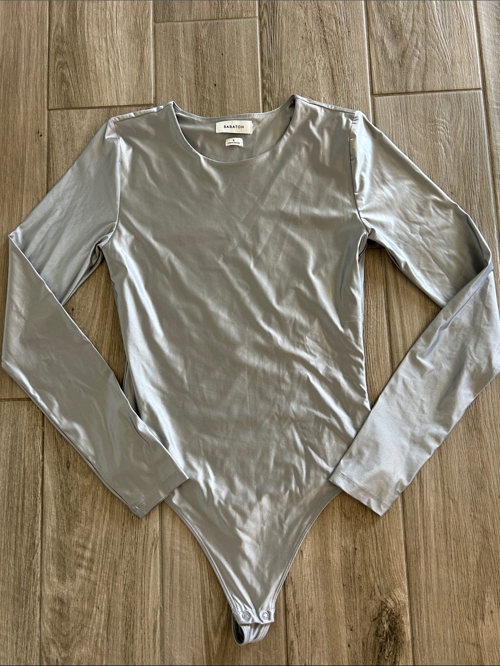 Babaton Silver Long-Sleeve Bodysuit